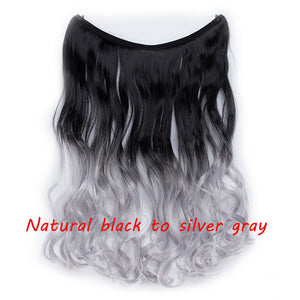 S-noilite 20 inch Invisible Wire No Clip One Piece Halo Hair Extensions Secret Fish Line Hairpieces Wave Straight Synthetic