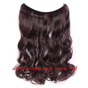 S-noilite 20 inch Invisible Wire No Clip One Piece Halo Hair Extensions Secret Fish Line Hairpieces Wave Straight Synthetic